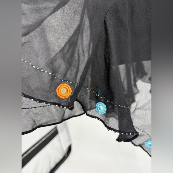 SUE WONG NOCTURNE Vintage Boho Southwest Beaded Silk Dress 6 Y2k Asymmetrical - Picture 5 of 13